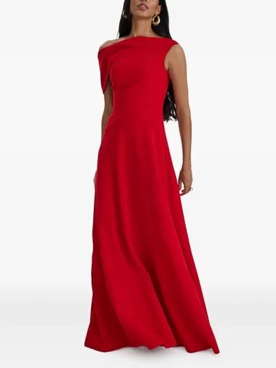 Moos Studio Off-shoulder Draped Gown In Red