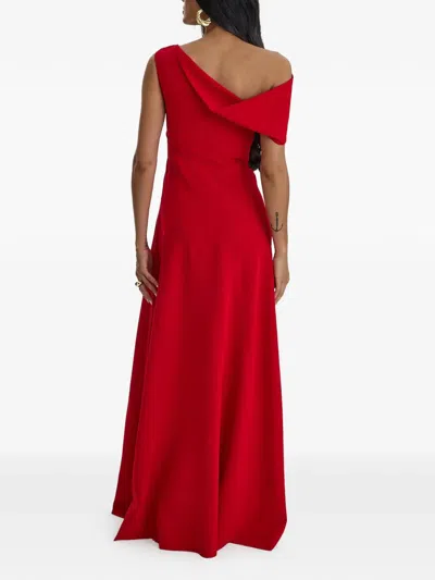 Moos Studio Off-shoulder Draped Gown In Red