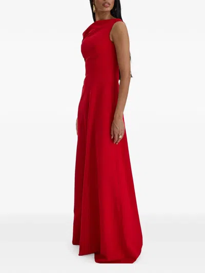 Moos Studio Off-shoulder Draped Gown In Red