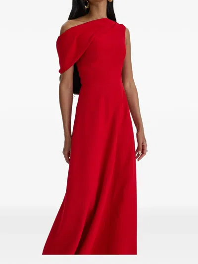 Moos Studio Off-shoulder Draped Gown In Red