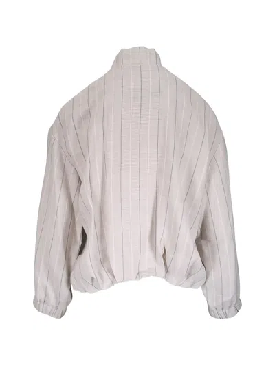 Antonelli Vertical-stripe Zip-up Jacket In Neutral