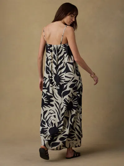 Faherty Coastal Poplin Kaua Dress Garden Sonata In Black