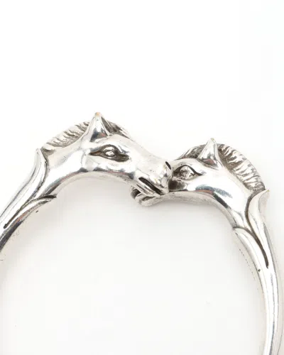 Hermes Hermès Cheval Horse Silver Bangle In Silver