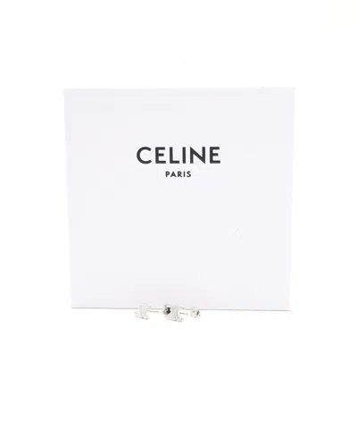 Celine Céline Triomphe Earrings In Silver