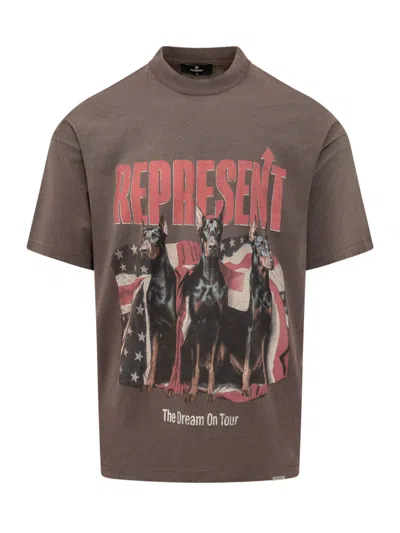 Represent Graphic Crew Neck T-shirt Short Sleeves In Dark Brown