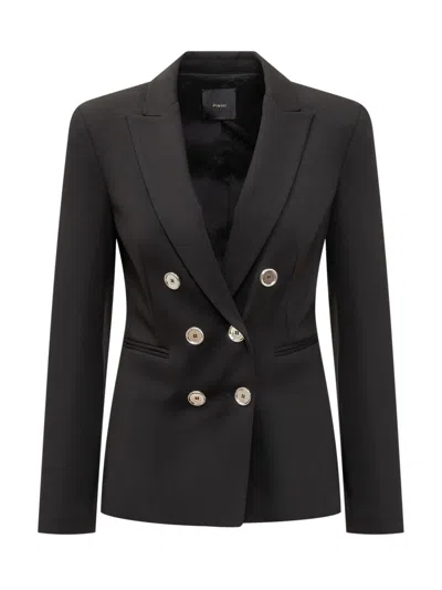 Pinko Black Solid Shawl Lapel Blazer In Black