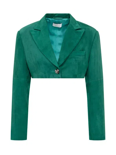 Giuseppe Di Morabito Green Solid Notched Lapel Blazer In Green