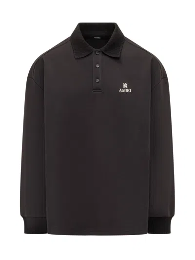 Amiri Black Solid Shirt Collar Polo In Black