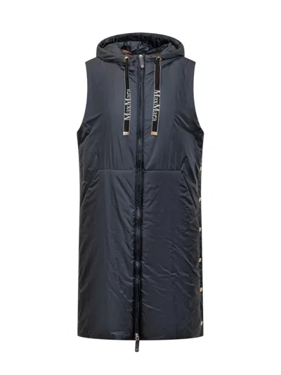 Max Mara Blue Solid Hood Jacket In Blue