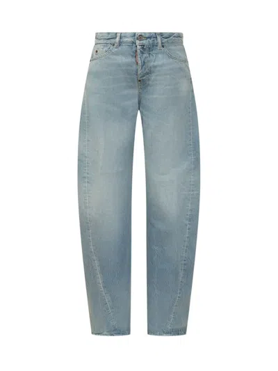 Dsquared2 Light Blue Loose Mid Rise Jeans In Blue