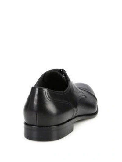 Shop Hugo Boss Manhattan Leather Derby Shoes In Black