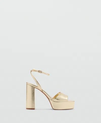 Mango Ankle Strap Platform Sandal In Gold