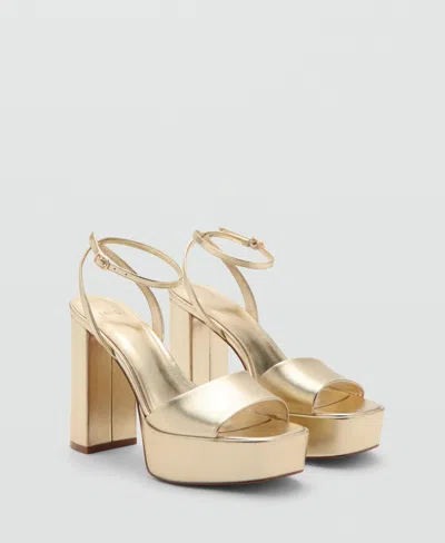 Mango Ankle Strap Platform Sandal In Gold