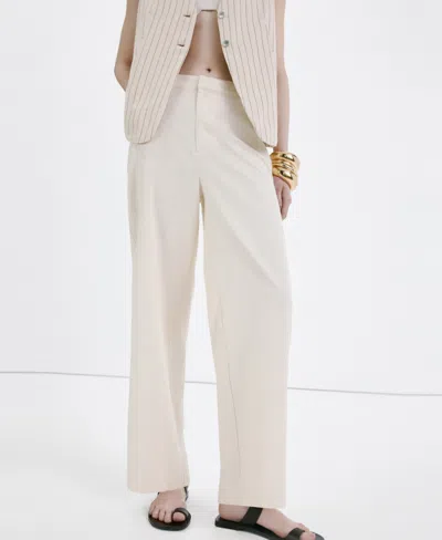 Mango Flat Front Pants In Blue