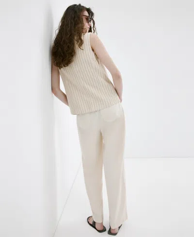 Mango Flat Front Pants In Blue