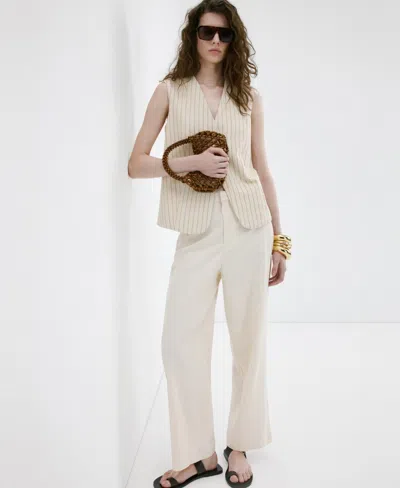 Mango Flat Front Pants In Blue