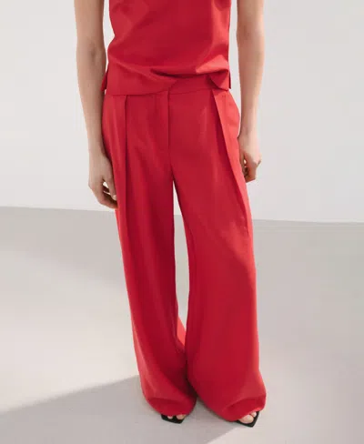 Mango Straight Lyocell Pants In Red