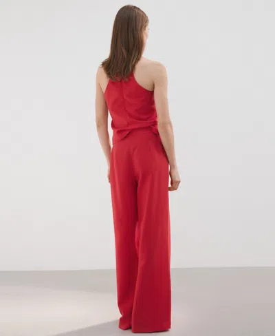 Mango Straight Lyocell Pants In Red