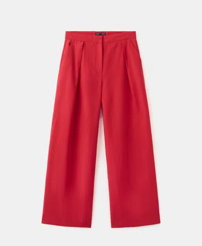 Mango Straight Lyocell Pants In Red