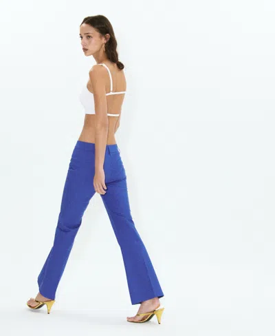 Mango Flared Pants With Welt Pockets In White