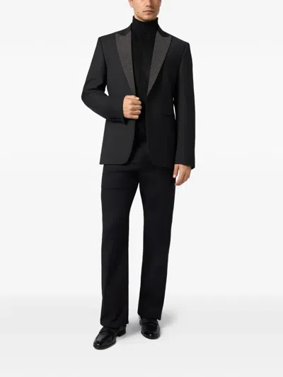 Philipp Plein Blazer With Lapel Studs Men In Black