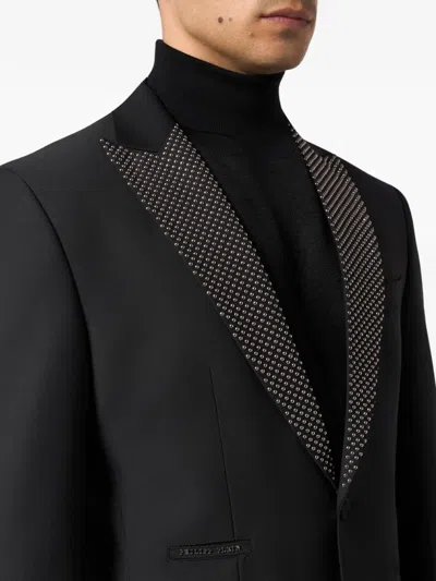 Philipp Plein Blazer With Lapel Studs Men In Black