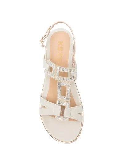 Keys 크리스털 장식 샌들 In White