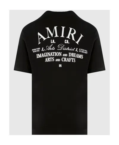 Amiri Black Crewneck T-shirt With Logo Lettering On The Front And Maxi Logo Print On The Rear In Cotton Ma In Black