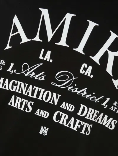 Amiri Black Crewneck T-shirt With Logo Lettering On The Front And Maxi Logo Print On The Rear In Cotton Ma In Black