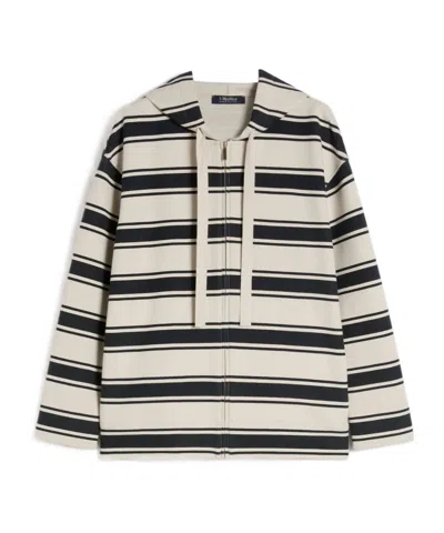 Max Mara Striped Zipper Sweatshirt In Neutral