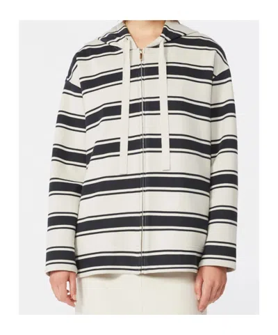 Max Mara Striped Zipper Sweatshirt In Neutral