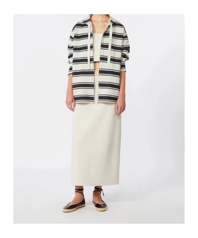 Max Mara Striped Zipper Sweatshirt In Neutral