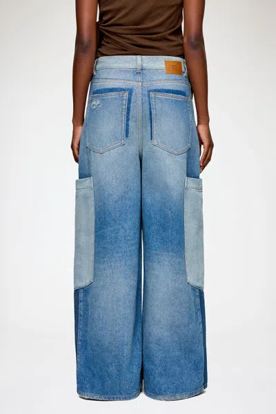 Ganni Patchwork Cargo Jeans In Blue