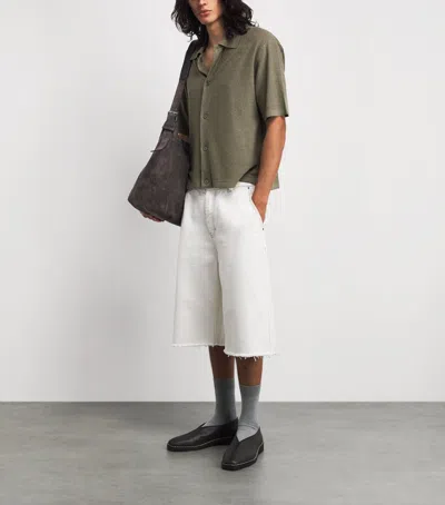 Frame Silk-linen-blend Overshirt In Multi