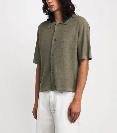 Frame Silk-linen-blend Overshirt In Multi