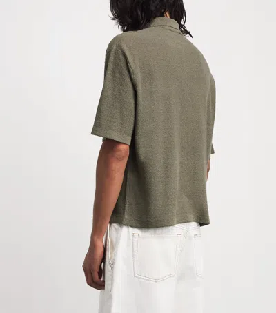 Frame Silk-linen-blend Overshirt In Multi