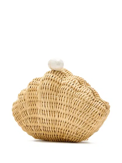 Poolside Mini Shell-shaped Clutch In Neutral