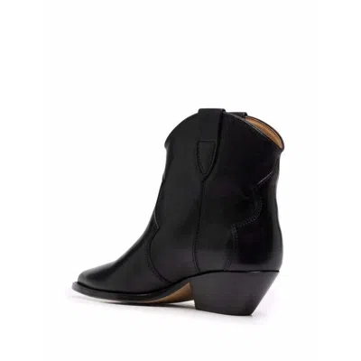 Isabel Marant Dewina Black Slip-on Ankle Boots With Low Block Heel In Leather Woman