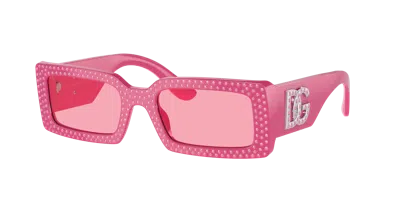 Dolce & Gabbana Rectangular Plastic Sunglasses In Pink