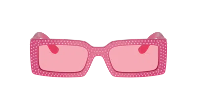 Dolce & Gabbana Rectangular Plastic Sunglasses In Pink