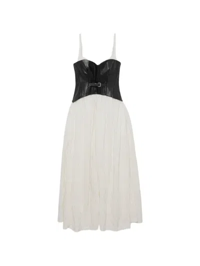 Simkhai Cortland Belted Bustier Midi Dress In Black Multi In White