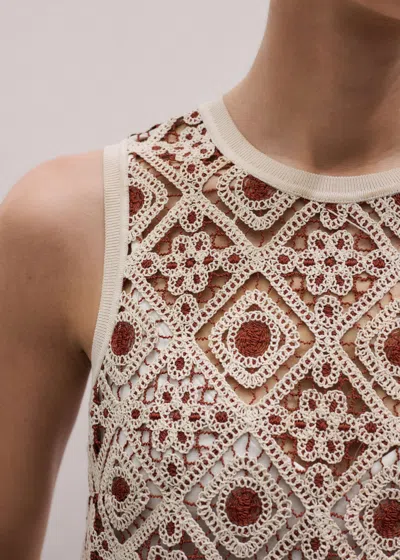 Me+em Geometric Crochet Top In Neutral