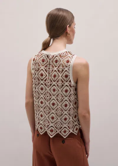 Me+em Geometric Crochet Top In Neutral