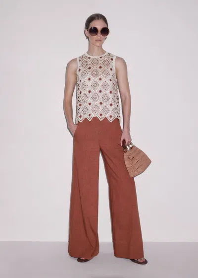 Me+em Geometric Crochet Top In Neutral