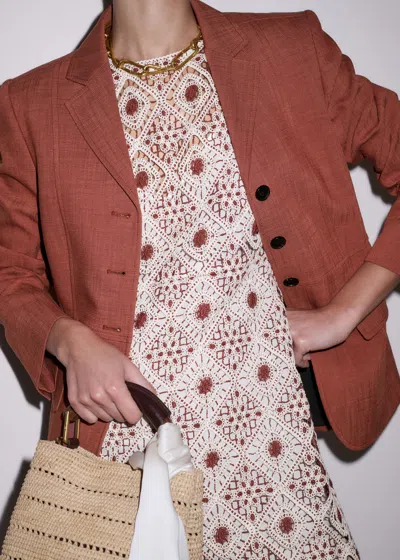 Me+em Graphic Cotton Lace Slim Maxi Dress Rosewood-cream In Brown