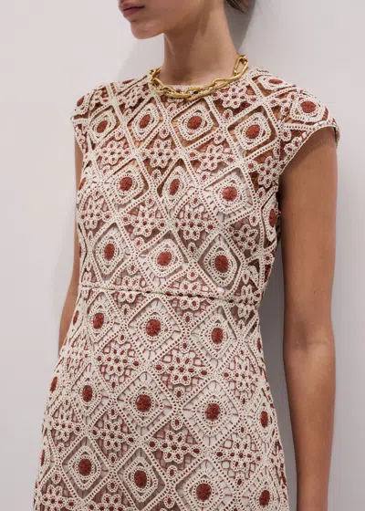 Me+em Graphic Cotton Lace Slim Maxi Dress Rosewood-cream In Brown