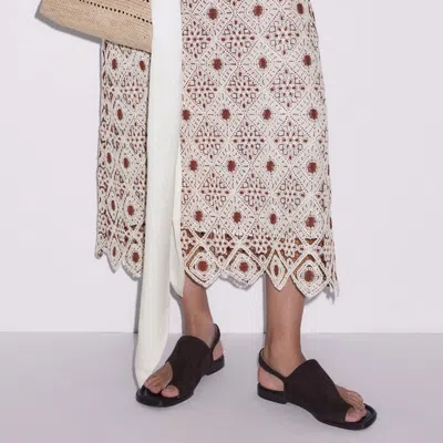 Me+em Graphic Cotton Lace Slim Maxi Dress Rosewood-cream In Brown