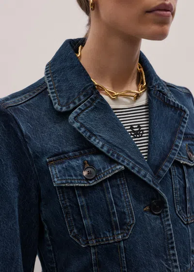 Me+em Slim Fit Utility Jacket Authentic Dark Blue Wash