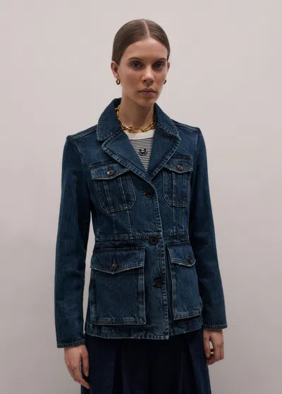 Me+em Slim Fit Utility Jacket Authentic Dark Blue Wash