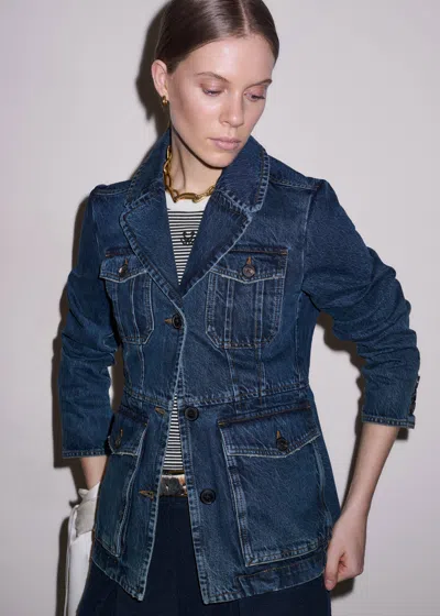 Me+em Slim Fit Utility Jacket Authentic Dark Blue Wash